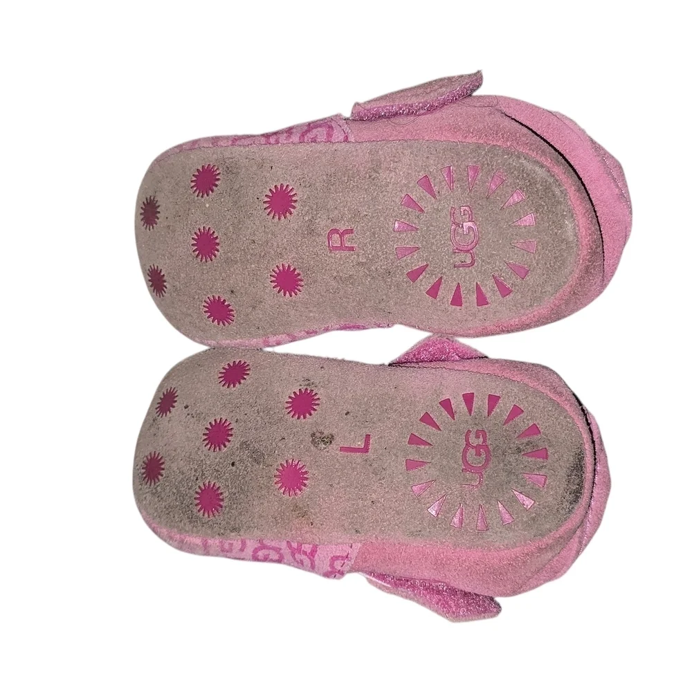 UGG Baby Roos Fusha Pink Suede Moccasin Shoes 04/05 18-24 Months